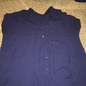 Navy Button Top
